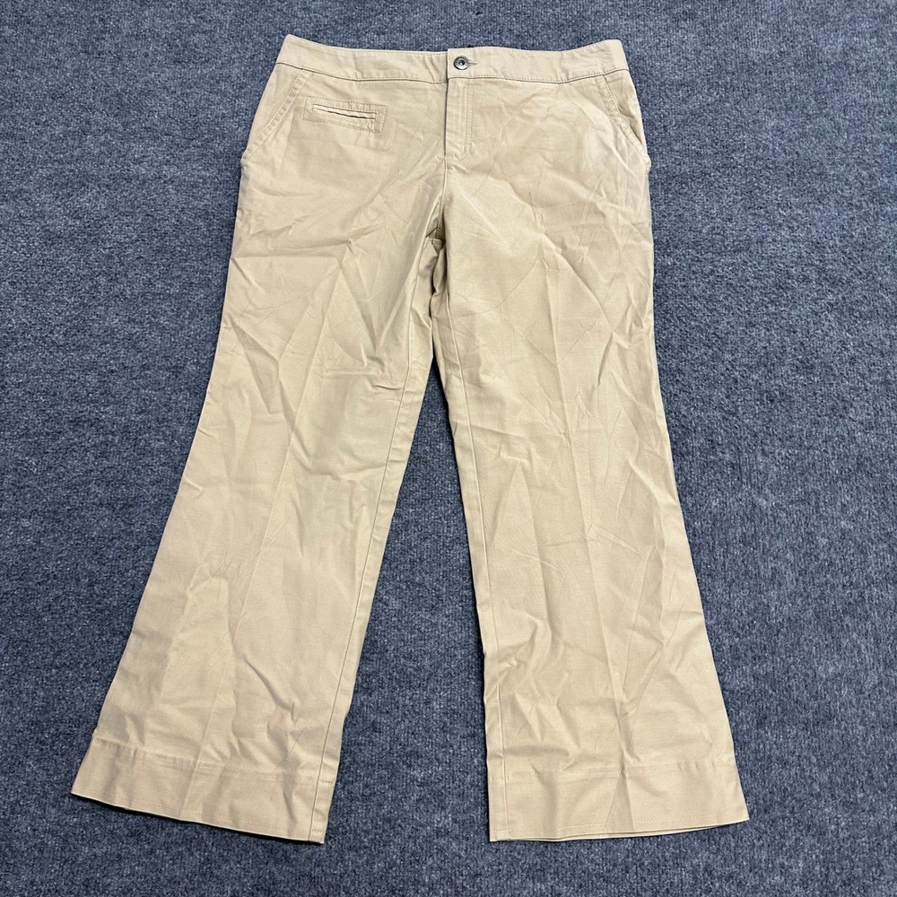 Tommy Hilfiger Pants Womens Size 8 Khaki Tan Straight Leg Back Buckle Casual